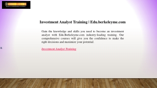 Investment Analyst Training Edu.berkeleyme.com