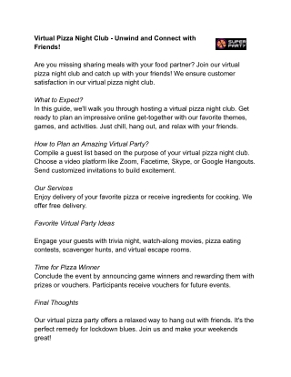 Virtual Pizza Night Club - Unwind and Connect with Friends!