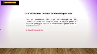 Hr Certification Online  Edu.berkeleyme.com