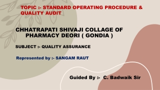 SOP & QUALITY AUDIT