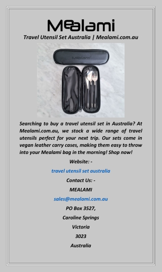 Travel Utensil Set Australia  Mealami