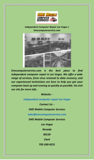 Independent Computer Repair Las Vegas  Emscomputerservice