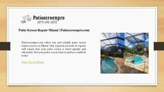 Patio Screen Repair Miami  Patioscreenpro.com