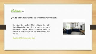 Quality Rta Cabinets for Sale Buycabinetstoday.com