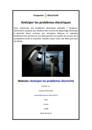 Anticiper les problèmes électriques