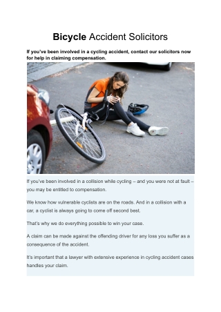 Bicycle Accident Solicitors