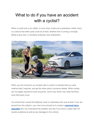 What to do if you have an accident with a cyclist?