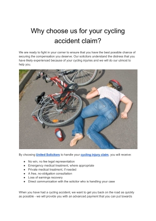 Why choose us for your cycling accident claim?