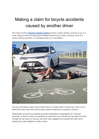 Making a claim for bicycle accidents caused by another driver