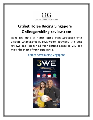 Citibet Horse Racing Singapore  Onlinegambling-review.com