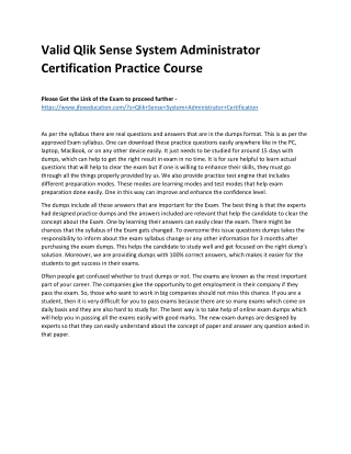 Valid Qlik Sense System Administrator Certification Practice Course