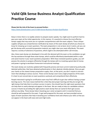 Valid Qlik Sense Business Analyst Qualification Practice Course