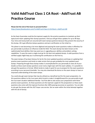 Valid AddTrust Class 1 CA Root - AddTrust AB Practice Course