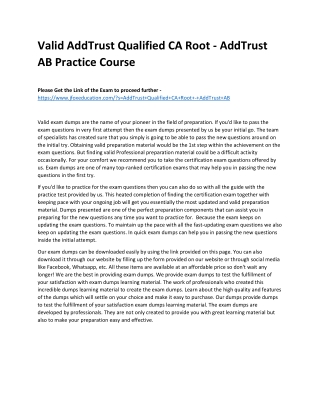 Valid AddTrust Qualified CA Root - AddTrust AB Practice Course