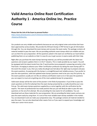 Valid America Online Root Certification Authority 1 - America Online Inc. Practi