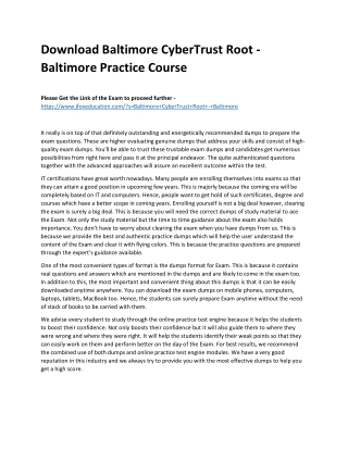 Download Baltimore CyberTrust Root - Baltimore Practice Course