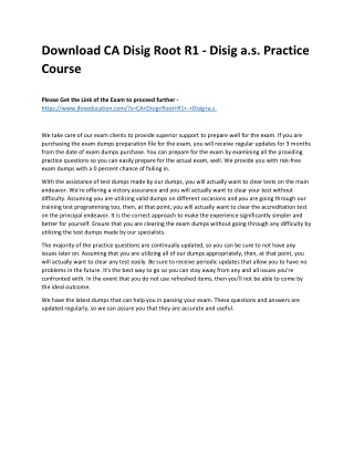 Download CA Disig Root R1 - Disig a.s. Practice Course