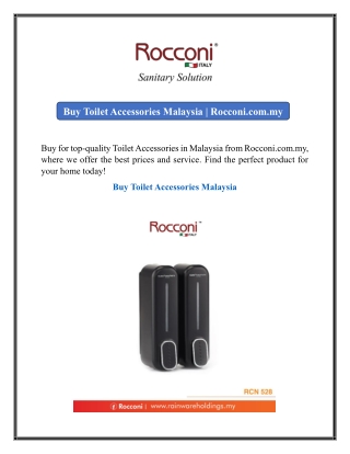 Buy Toilet Accessories Malaysia | Rocconi.com.my