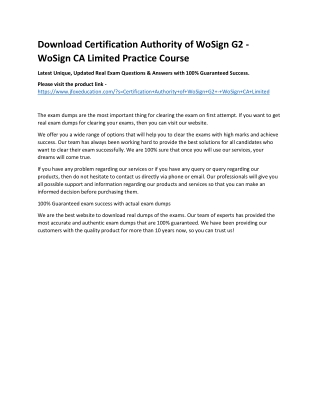 Download Certification Authority of WoSign G2 - WoSign CA Limited Practice Cours