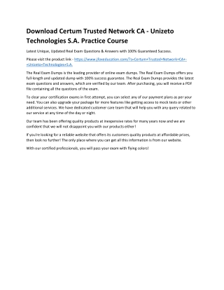 Download Certum Trusted Network CA - Unizeto Technologies S.A. Practice Course