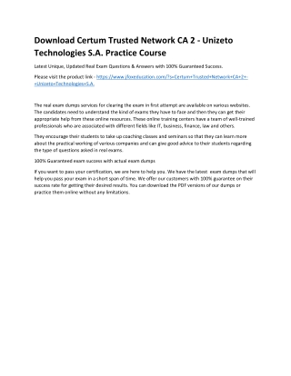 Download Certum Trusted Network CA 2 - Unizeto Technologies S.A. Practice Course