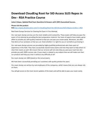 Download CloudEng Root for SID Access SLES Repos in Dev - RSA Practice Course