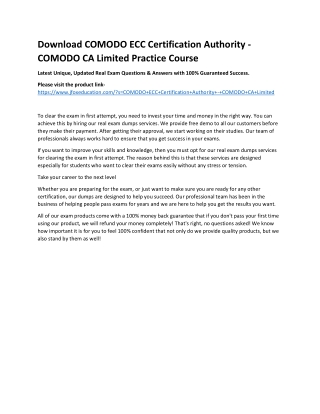 Download COMODO ECC Certification Authority - COMODO CA Limited Practice Course