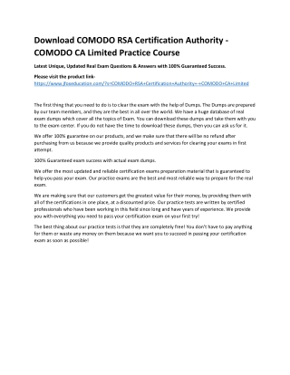 Download COMODO RSA Certification Authority - COMODO CA Limited Practice Course