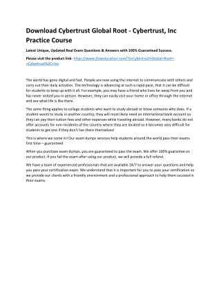 Download Cybertrust Global Root - Cybertrust, Inc Practice Course