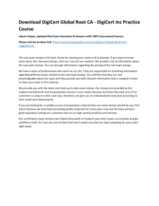 Download DigiCert Global Root CA - DigiCert Inc Practice Course