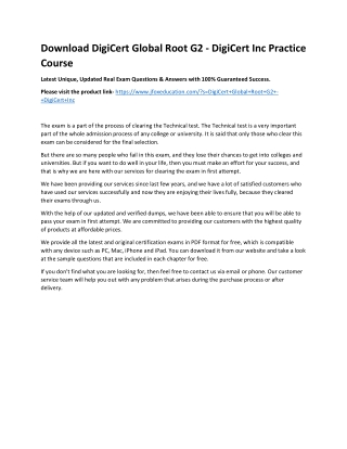 Download DigiCert Global Root G2 - DigiCert Inc Practice Course