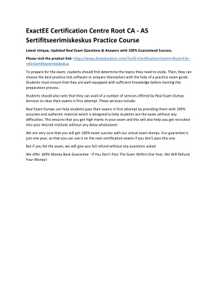 ExactEE Certification Centre Root CA - AS Sertifitseerimiskeskus Practice Course