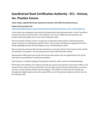 ExactEntrust Root Certification Authority - EC1 - Entrust, Inc. Practice Course