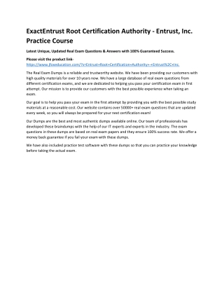 ExactEntrust Root Certification Authority - Entrust, Inc. Practice Course