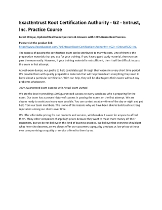 ExactEntrust Root Certification Authority - G2 - Entrust, Inc. Practice Course