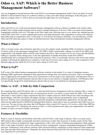 Odoo: Which Business Management Software is Superior?