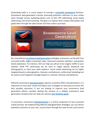 What is Ecommerce Lead Generation and How Does it Work?