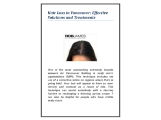 Hair Loss in Vancouver Effective Solutions and Treatments
