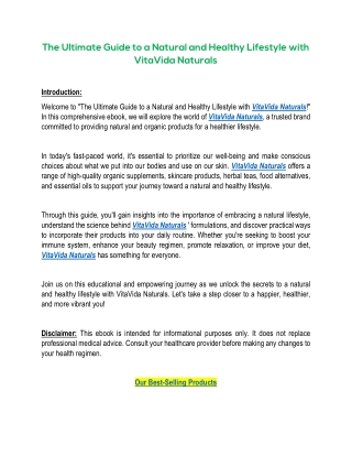 The Ultimate Guide to a Natural and Healthy Lifestyle with VitaVida Naturals