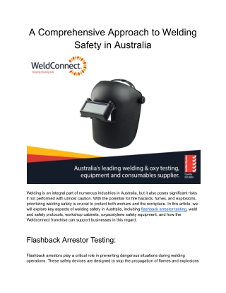 A Comprehensive Approach to Welding Safety in Australia