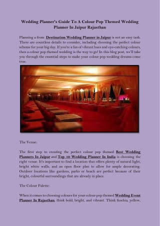 Wedding Planner's Guide To A Colour Pop Themed Wedding Planner In Jaipur Rajasthan