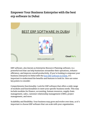 Empower Your Business Enterprise with the best erp software in Dubai