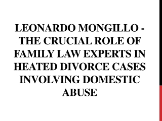 Leonardo Mongillo - The Crucial Role of Family Law Experts in Heated Divorce Cases Involving Domestic Abuse