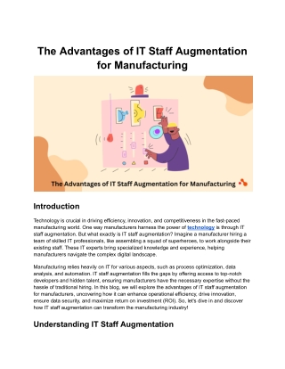 The Advantages of IT Staff Augmentation for Manufacturing