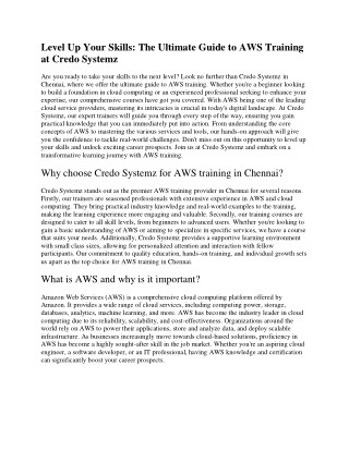 AWS Training in chennai-CREDO SYSTEMZ-2023