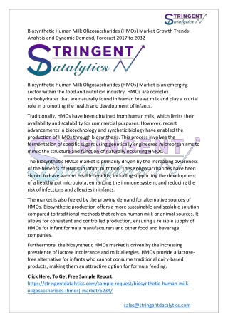 Biosynthetic Human Milk Oligosaccharides (HMO) Market Growth, and Demand