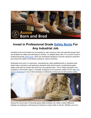 Invest in Professional Grade Safety Boots For Your Workplace