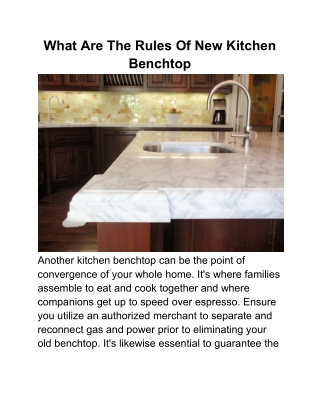 What Are The Rules Of New Kitchen Benchtop