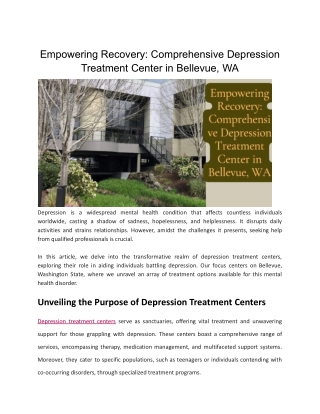 Empowering Recovery_ Comprehensive Depression Treatment Center in Bellevue, WA