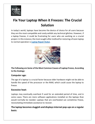 Fix Your Laptop When it Freezes- The Crucial Solution